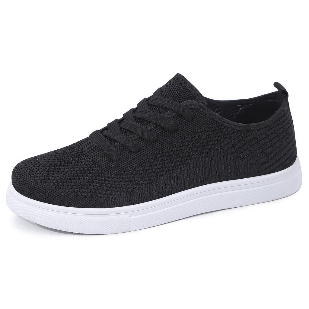Men's breathable mesh casual shoes, pure black, low-top, lightweight, soft sole, versatile sneakers