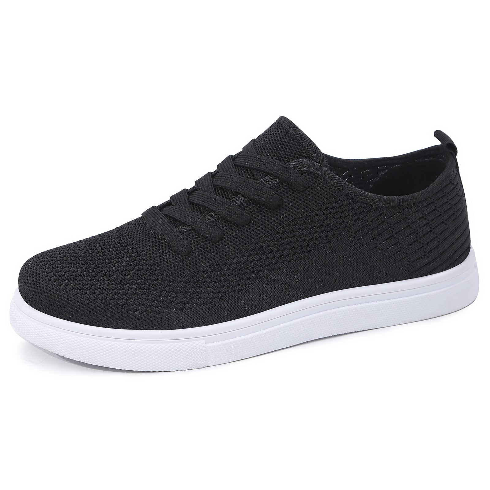 Men's breathable mesh casual shoes, pure black, low-top, lightweight, soft sole, versatile sneakers