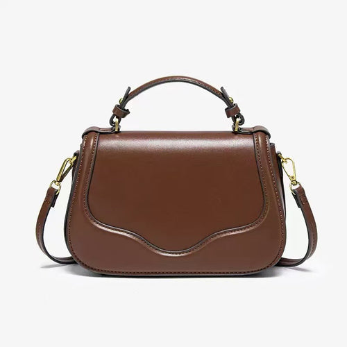 Vintage brown leather saddle bag for women with wide shoulder strap, handbag, shoulder bag, crossbody bag