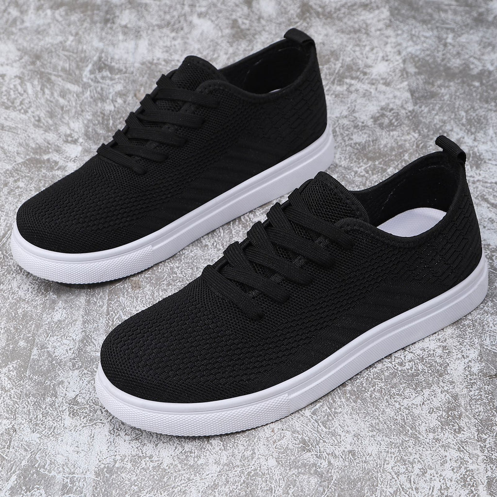 Men's breathable mesh casual shoes, pure black, low-top, lightweight, soft sole, versatile sneakers