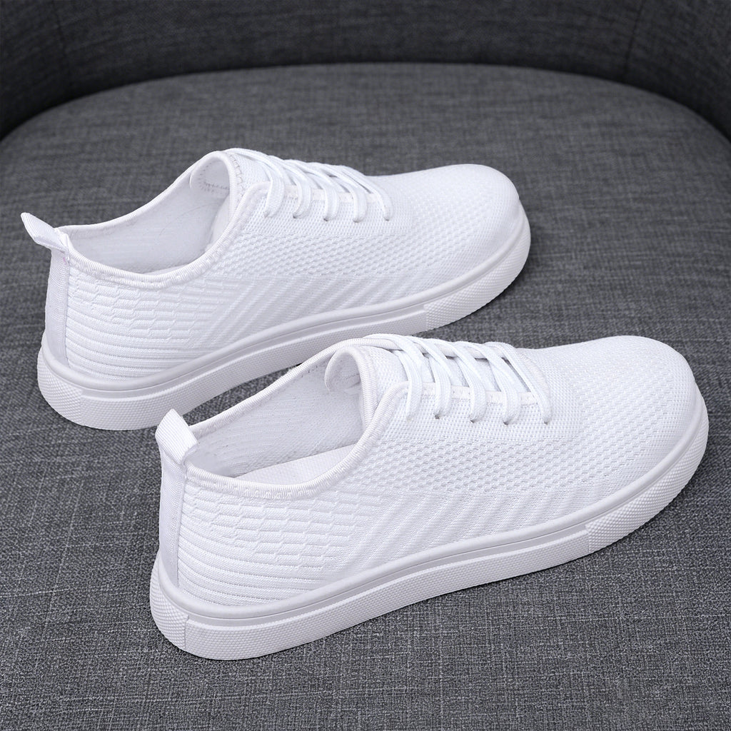 Men's breathable mesh casual shoes, pure black, low-top, lightweight, soft sole, versatile sneakers
